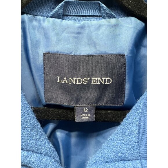 Lands End Women’sp Size 12 Wool Blend Zip Up Pea Coat Navy Blue Classic Jacket - Picture 2 of 6